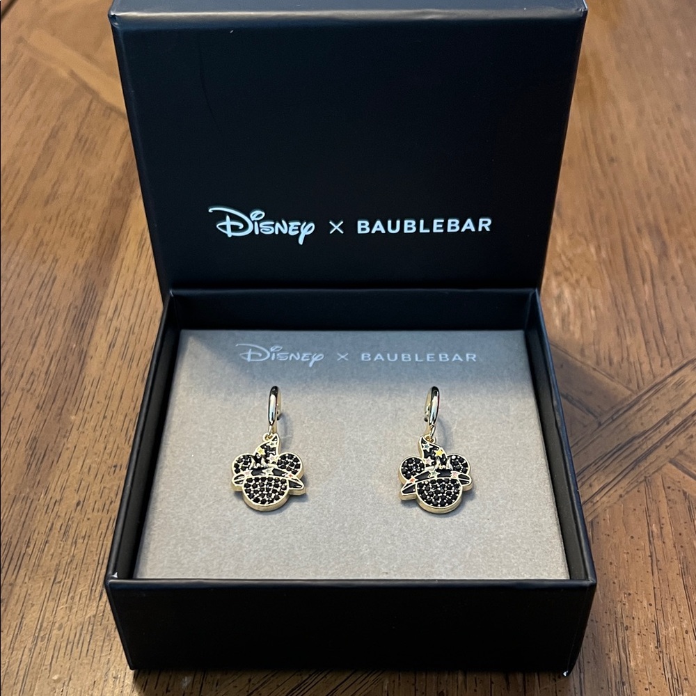 Disney x Baublebar Minnie Witch Hat Black Rhinestone Pave Drop Earrings
